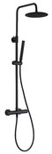 Opbouw Regendoucheset Donna Rond Mat Zwart Regendouche 20cm Thermostaatkraan Glijstang Handdouche