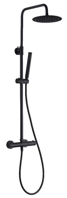 Opbouw Regendoucheset Donna Rond Mat Zwart Regendouche 20cm Thermostaatkraan Glijstang Handdouche