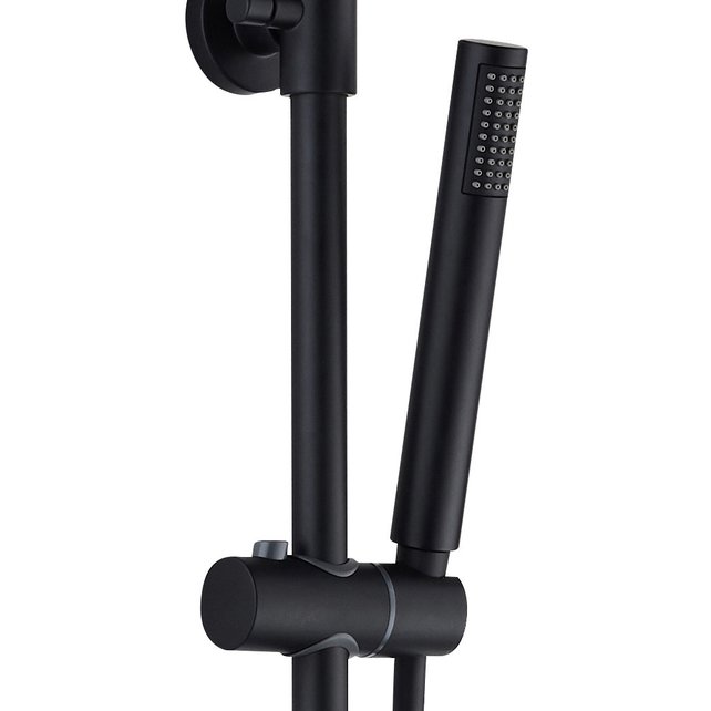 Opbouw Regendoucheset Donna Rond Mat Zwart Regendouche 20cm Thermostaatkraan Glijstang Handdouche