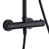 Opbouw Regendoucheset Donna Rond Mat Zwart Regendouche 20cm Thermostaatkraan Glijstang Handdouche