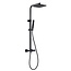 Creavit Opbouw Regendoucheset Donna Mat Zwart Vierkant Opbouw Regendouche 20cm Thermostaatkraan Glijstang Handdouche