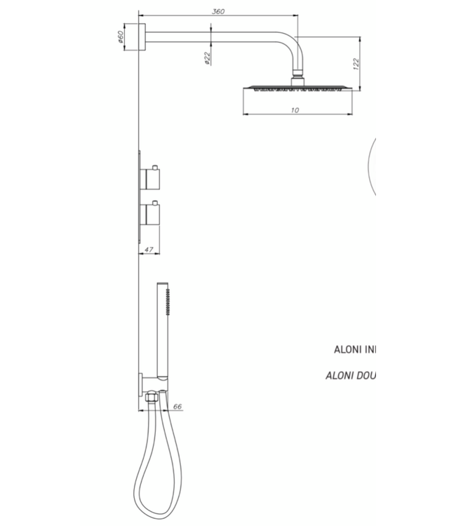 Opbouw Regendoucheset Donna Mat Zwart Vierkant Opbouw Regendouche 20cm Thermostaatkraan Glijstang Handdouche