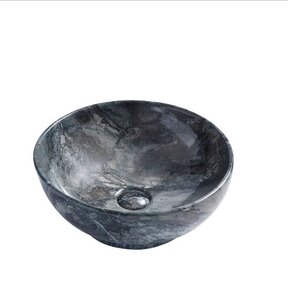 Waskom marmerlook Valencia Cobalt 41x41x18cm Creavit opbouw keramisch rond