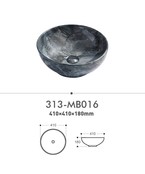 Waskom marmerlook Valencia Cobalt 41x41x18cm Creavit opbouw keramisch rond