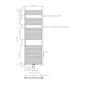 Handdoekradiator Grafiet 180x60cm 900 Watt SaniPro Lydia Midden Aansluiting - Zijaansluiting