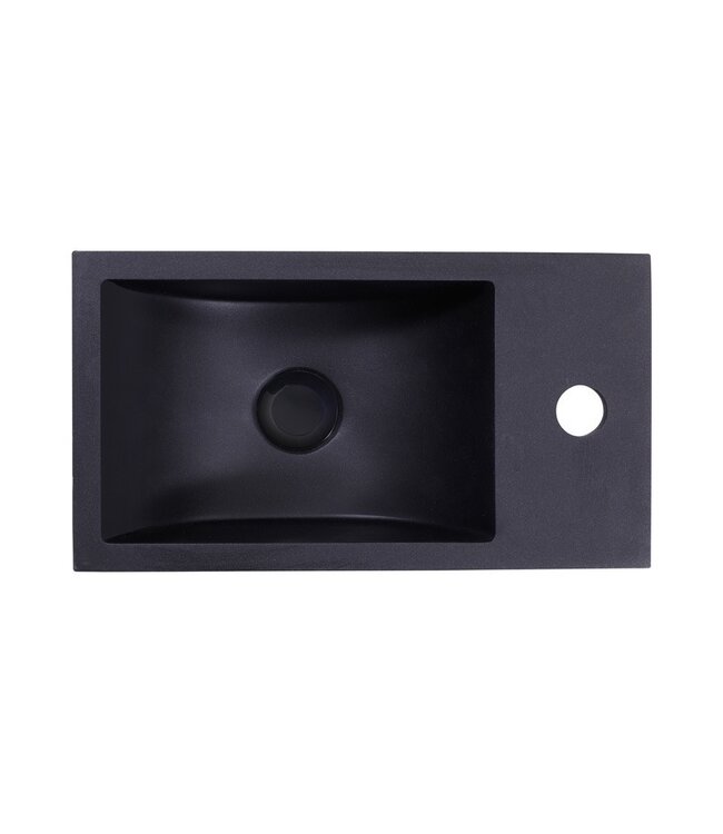 SANI-SUPPLY Toiletfontein Zwart Kraangat Links Quartz Recto 40x22x10cm