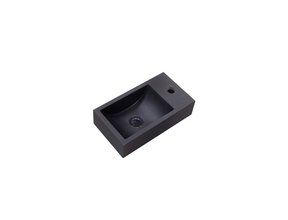 Fontein Mat Zwart Quartz Recto Mini 36,5x18x9 cm kraangat links