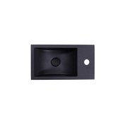 Fontein Mat Zwart Quartz Recto Mini 36,5x18x9 cm kraangat links
