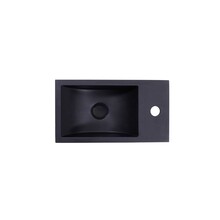 Fontein Mat Zwart Quartz Recto Mini 36,5x18x9 cm kraangat Rechts