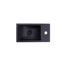 Fontein Mat Zwart Quartz Recto Mini 36,5x18x9 cm kraangat Rechts