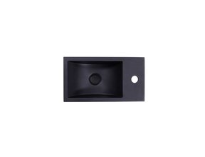 Fontein Mat Zwart Quartz Recto Mini 36,5x18x9 cm kraangat Rechts