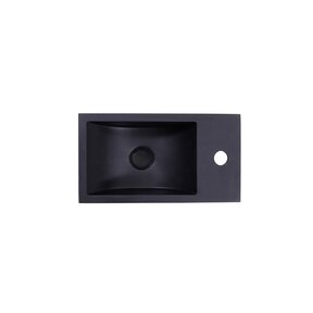 Fontein Mat Zwart Quartz Recto Mini 36,5x18x9 cm kraangat Rechts