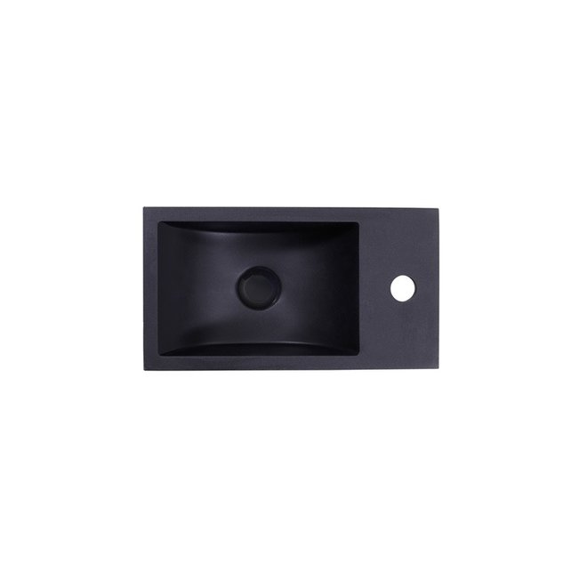 Fontein Mat Zwart Quartz Recto Mini 36,5x18x9 cm kraangat Rechts