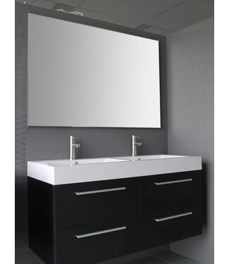 SANI-SUPPLY Badkamermeubel met Wastafel 120cm Zwart Wenge Sanipro Vegas incl led Spiegel