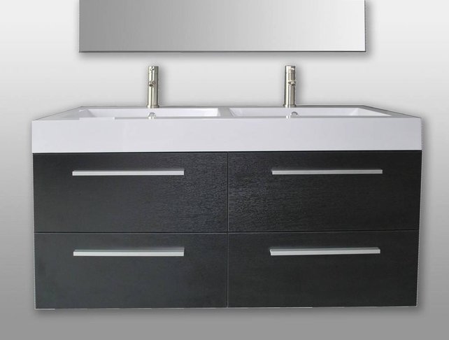 Badkamermeubel met Wastafel 120cm Zwart Wenge Sanipro Vegas incl led Spiegel