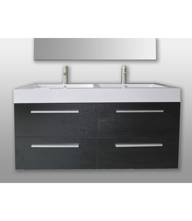 SANI-SUPPLY Badkamermeubel met Wastafel 120cm Zwart Wenge Sanipro Vegas incl led Spiegel