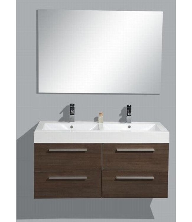 SANI-SUPPLY Badkamermeubel met Wastafel 120cm Zwart Wenge Sanipro Vegas incl led Spiegel