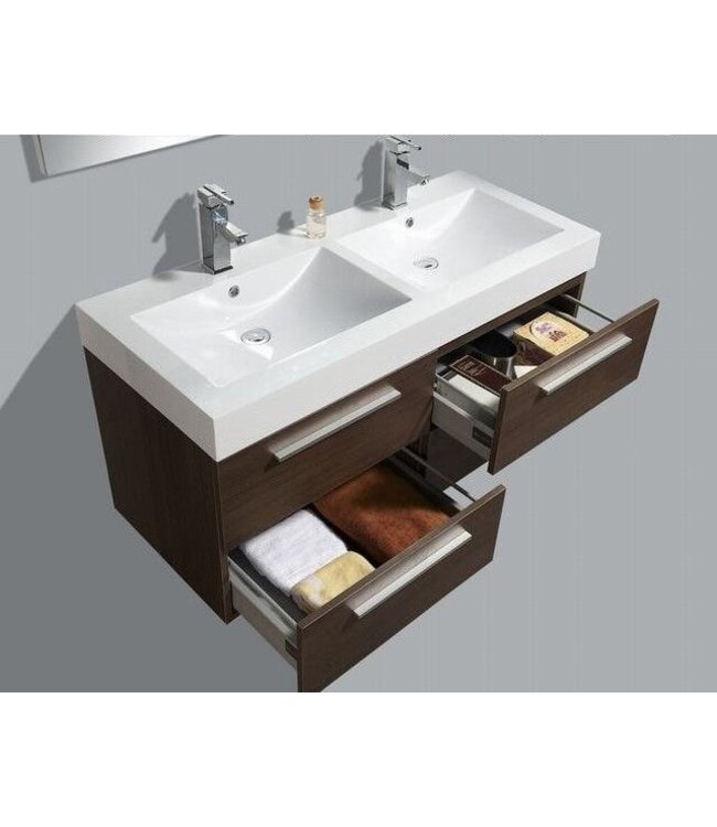 SANI-SUPPLY Badkamermeubel met Wastafel 120cm Grey Oak Sanipro Vegas incl led Spiegel