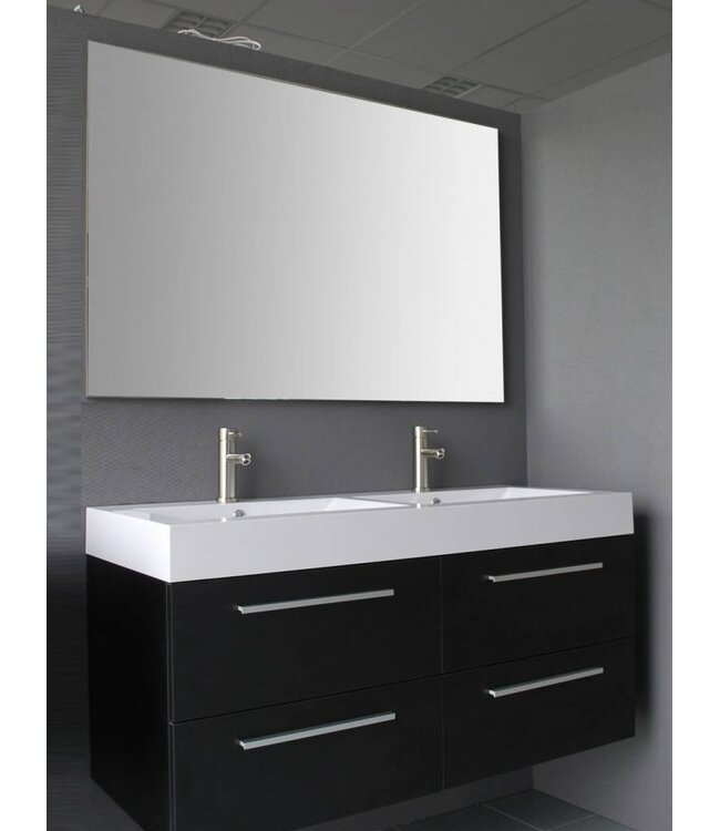 SANI-SUPPLY Badkamermeubel met Wastafel 120cm Grey Oak Sanipro Vegas incl led Spiegel