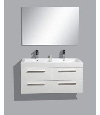 SANI-SUPPLY Badkamermeubel met Wastafel 120cm Wit Sanipro Vegas incl led Spiegel 120x50x50 cm