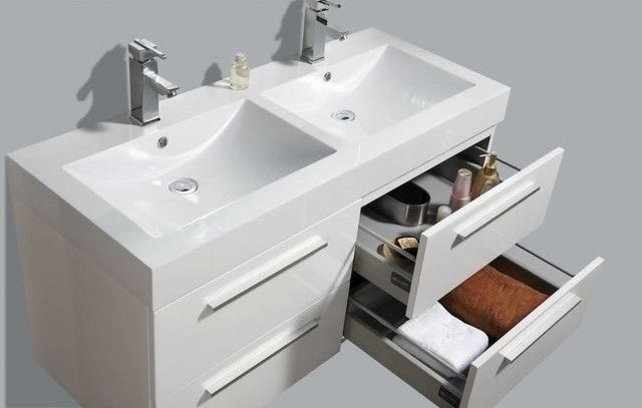 Badkamermeubel met Wastafel 120cm Wit Sanipro Vegas incl led Spiegel 120x50x50 cm