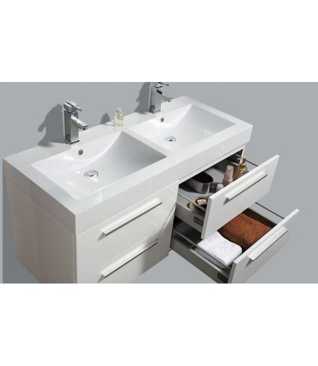 SANI-SUPPLY Badkamermeubel met Wastafel 120cm Wit Sanipro Vegas incl led Spiegel 120x50x50 cm