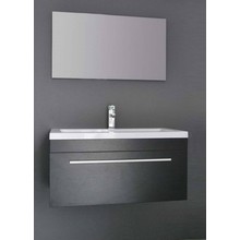 Badkamermeubel met Wastafel 90cm Zwart Wenge Sanipro Miami incl led Spiegel 90x46,5x41 cm
