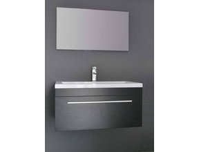Badkamermeubel met Wastafel 90cm Zwart Wenge Sanipro Miami incl led Spiegel 90x46,5x41 cm