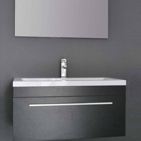 Badkamermeubel met Wastafel 90cm Zwart Wenge Sanipro Miami incl led Spiegel 90x46,5x41 cm