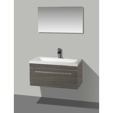 Badkamermeubel met Wastafel 90cm Grey Oak Sanipro Miami incl led Spiegel 90x46,5x41 cm
