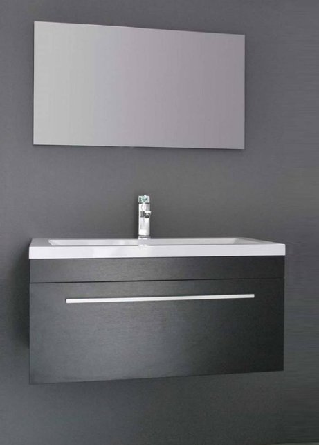 Badkamermeubel met Wastafel 90cm Grey Oak Sanipro Miami incl led Spiegel 90x46,5x41 cm