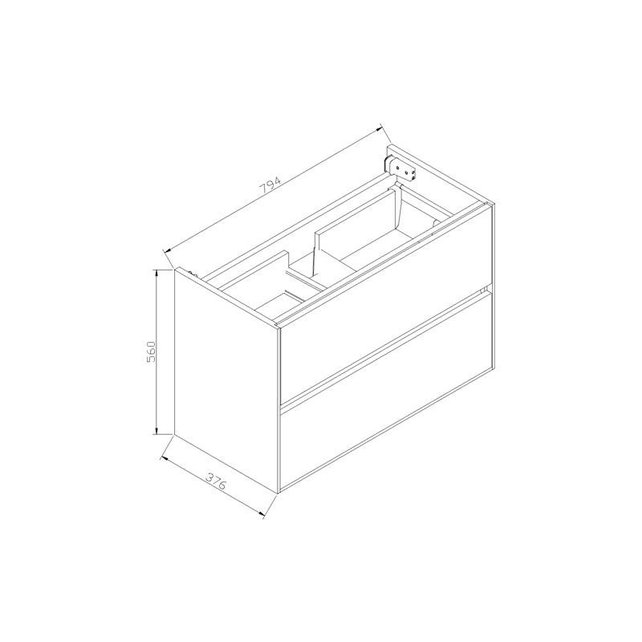 SaniPro Badkamermeubel Compact 80cm Greeploos Century Oak 80x38x56 cm
