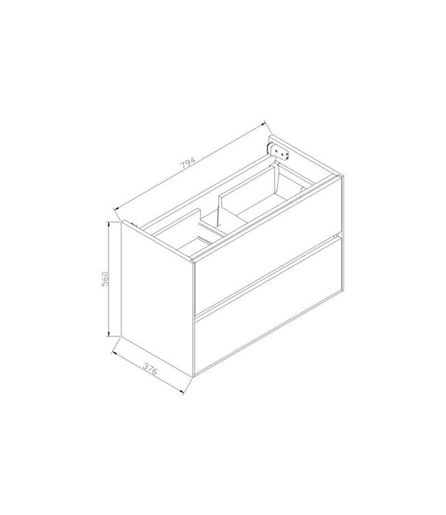 SaniPro Badkamermeubel Compact 80cm Greeploos Century Oak 80x38x56 cm