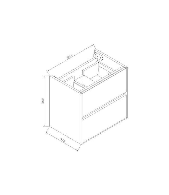 SaniPro Badkamermeubel Compact 60cm Greeploos Century Oak 60x38x56 cm