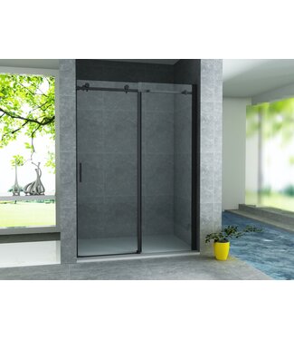 CREAVIT Douchedeur Aloni Nisdeur Schuifdeur Zwart 120x200cm Antikalk Helder Glas Zwart Profiel 8mm Veiligheidsglas Easy Clean