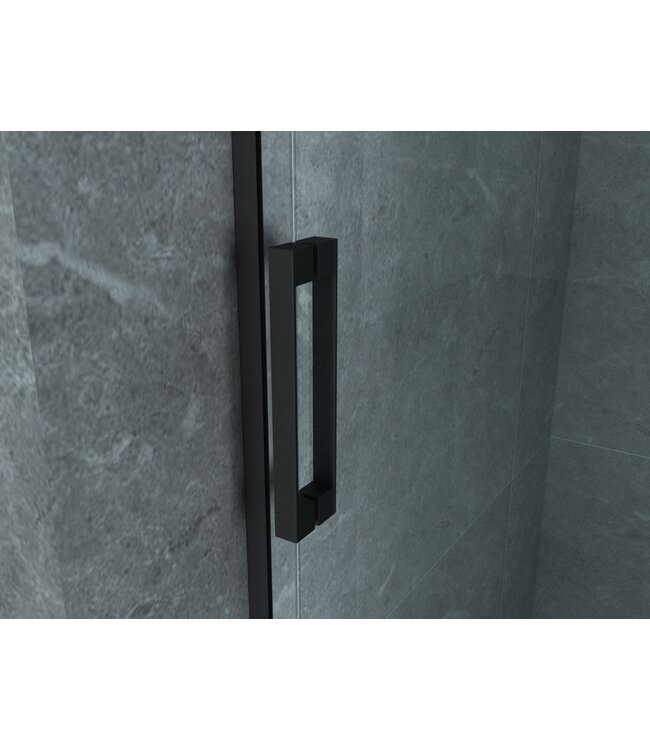 Douchedeur Aloni Nisdeur Schuifdeur Zwart 120x200cm Antikalk Helder Glas Zwart Profiel 8mm Veiligheidsglas Easy Clean