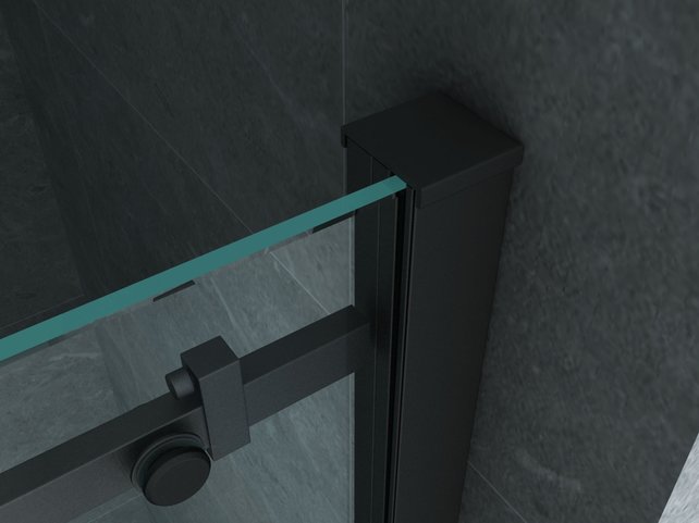 Douchedeur Aloni Nisdeur Schuifdeur Zwart 140x200cm Antikalk Helder Glas Zwart Profiel 8mm Veiligheidsglas Easy Clean