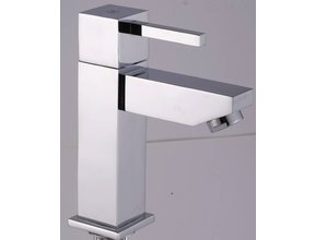Fonteinkraan Vierkant Chroom 14cm eenhendel bediening Koud Laag