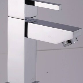 Fonteinkraan Vierkant Chroom 14cm eenhendel bediening Koud Laag