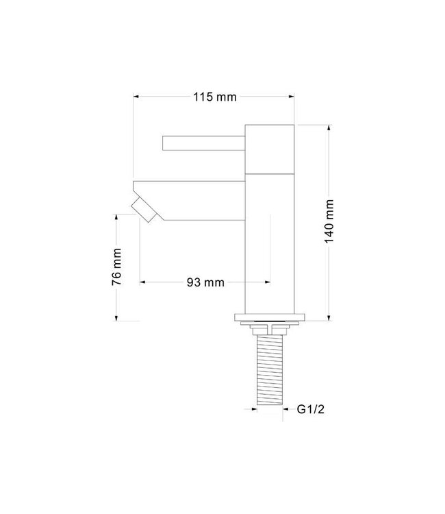 Fonteinkraan Vierkant Chroom 14cm eenhendel bediening Koud Laag