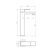 Sanipro Wastafelkraan hoog Chroom Vierkant 27cm