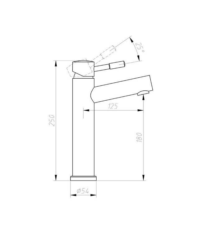 SaniPro Wastafelkraan Laag RVS 25cm rond eenhendel bediening