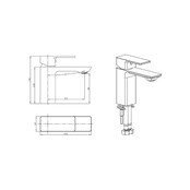 Wastafelkraan Laag SaniPro Edge Vierkant Chroom