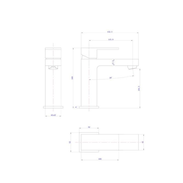 SaniPro Cube Wastafelkraan laag VierkantÂ Chroom