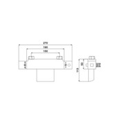 Badkraan Cube Chroom Vierkant Thermostatische badmengkraan met waterval uitloop