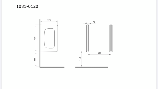 Scheidingswand Bocchi Taormina Schaamschot Mat Grijs 73x47x7cm