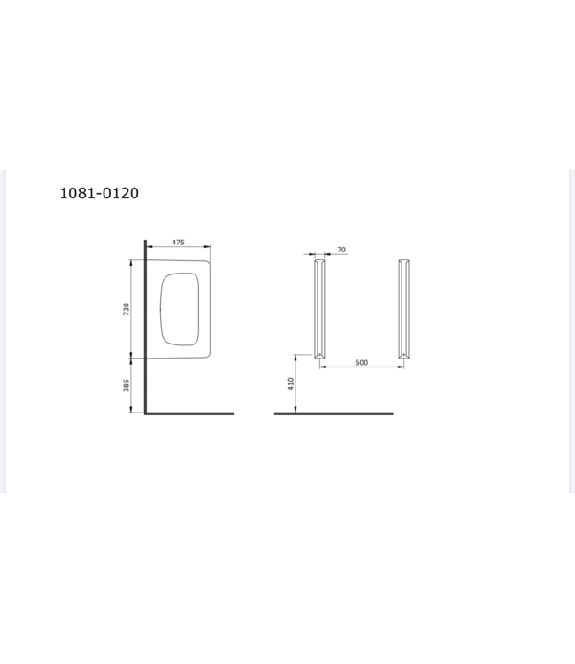 BOCCHI Scheidingswand Bocchi Taormina Schaamschot Mat Grijs 73x47x7cm