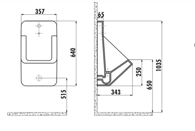Urinoir Glans Wit met Sensor Creavit TP640 Keramiek Hangend 64x35x34cm