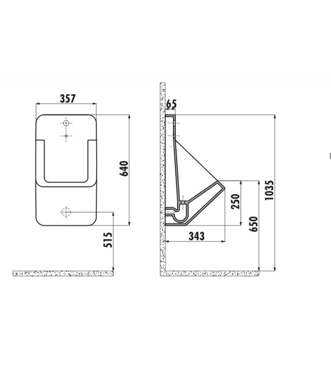 CREAVIT Urinoir Glans Wit met Sensor Creavit TP640 Keramiek Hangend 64x35x34cm