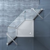 Douchecabine Pentagoon Vijfhoek Draaideur 100x100x200cm SaniPro Antikalk Nano Coating Helder Glas Chroom Profiel 8mm Veiligheidsglas Easy Clean